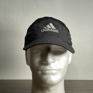 VTG 90s adidas Running Hat Black‎ Mesh Tailwind Training Marathon Featherlight